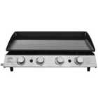 Dellonda 4 Burner Portable Gas Plancha 10kW BBQ Griddle, Stainless Steel - DG23
