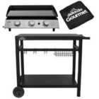Dellonda 3 Burner Portable Gas Plancha 7.5kW BBQ Griddle Stainless Steel w/ Cover & Trolley - DG250