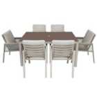 Dellonda Fusion 7 Piece Outdoor Dining Set w/ Weatherproof Aluminium Frame, Light Grey - DG274