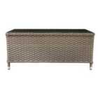 Dellonda Chester Rattan Wicker Outdoor Coffee Table w/ Tempered Glass Top, Brown - DG71