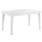 Dellonda Outdoor Dining Table Weather Resistant PP/Fibreglass, 90x150cm (W x H), White - DG210