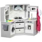 Aiyaplay Toy Kitchen Playset With Running Water, Apron And Chef Hat - Grey
