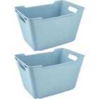 Keeeper Storage Box 12L Textured Surface Blue - Set Of 2