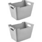 Keeeper Storage Box 20L Textured Surface Grey - Set Of 2