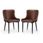 Julian Bowen Set Of 2 Luxe Faux Leather Dining Chairs Brown