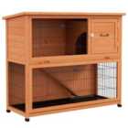 PawHut Wooden Rabbit Hutch for 1-2 Rabbits, Orange