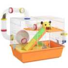 PawHut Hamster Cage, 3 Tiers Gerbil Cage w/ Tubes, Ladder