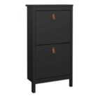 Furniture To Go Barcelona Shoe Cabinet 2 Flap Doors Matt Black