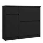 Furniture To Go Naia Shoe Cabinet With 2 Shoe Compartments, 1 Door And 1 Drawer In Black Matt
