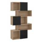 Furniture To Go Maze Asymmetrical Bookcase With 3 Doors In Jackson Hickory And Black