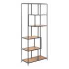 Furniture To Go Seaford Tall Black Metal Bookcase With 5 Oak Shelves