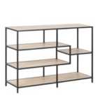 Furniture To Go Seaford Wide Black Metal Bookcase With 4 Sonoma Oak Shelves