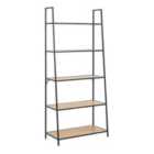 Furniture To Go Seaford Black Metal Ladder Bookcase With 5 Oak Shelves