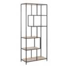 Furniture To Go Seaford Tall Black Metal Bookcase With 5 Sonoma Oak Shelves