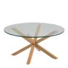 Furniture To Go Heaven Round Coffee Table With Smoked Glass Top And Oak Legs