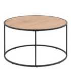 Furniture To Go Seaford Black Metal Round Coffee Table With Oak Top