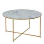 Furniture To Go Alisma Round Coffee Table With White Marble Top & Gold Legs