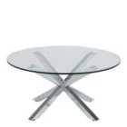 Furniture To Go Heaven Round Coffee Table With Glass Top And Chrome Legs