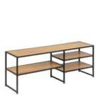 Furniture To Go Seaford Black Metal Open Tv Unit With 3 Oak Shelves