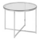 Furniture To Go Cross Round Metal Side Table With Glass Top