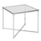 Furniture To Go Cross Square Metal Side Table With Glass Top