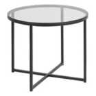 Furniture To Go Cross Round Metal Side Table With Smoked Glass Top