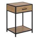 Furniture To Go Seaford Bedside Table With 1 Drawer In Black & Oak