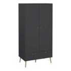 Furniture To Go Cumbria Wardrobe With 2 Doors + 2 Drawers Dark Grey
