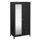 Furniture To Go Barcelona Wardrobe With 1 Door + 1 Mirror Door + 2 Drawers Matt Black