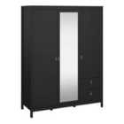 Furniture To Go Barcelona Wardrobe With 2 Doors + 1 Mirror Door + 2 Drawers Matt Black