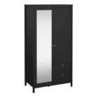 Furniture To Go Madrid Wardrobe With 1 Door + 1 Mirror Door + 2 Drawers Matt Black