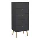 Furniture To Go Cumbria Chest 5 Drawers Dark Grey