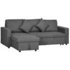 HOMCOM Corner Sofa Bed w/ Storage, 3 Seater Dark Grey