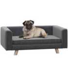 PawHut Elevated Dog Sofa Bed w/ Cushion - Grey