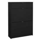 Furniture To Go Shoes Shoe Cabinet 2 Flip Down Doors + 1 Drawer In Matt Black