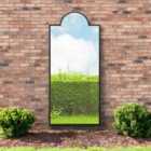 MirrorOutlet Genestra - Black Modern Wall & Leaner Outdoor Garden Mirror 75''x 33'' 190 x 85cm
