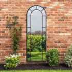 MirrorOutlet Arcus - Black Framed Arched Leaner Outdoor Garden Wall Mirror 67'' x 24'' (170cm x 60cm)