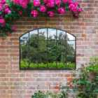 MirrorOutlet Arcus - Black Framed Arched Wall Outdoor Garden Mirror 35'' x 26'' (90cm x 65cm)