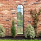 MirrorOutlet Arcus - Black Framed Arched Leaner Outdoor Garden Wall Mirror 75'' x 16'' (190cm x 40cm)