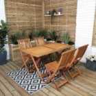 Samuel Alexander Outdoor 4 Person Folding Rectangular Wooden Garden Patio Dining Table Chairs Set