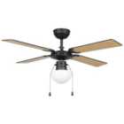 Eglo Fortaleza Black & Wood Effect Ceiling Fan