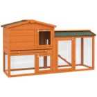 PawHut Wooden Rabbit Hutch With Run & Ramp - Orange