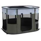 PawHut Portable Dog Pen for Puppies, Kittens, L- Grey