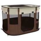 PawHut Portable Dog Pen for Puppies, Kittens, M - Brown