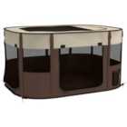 PawHut Portable Dog Pen for Puppies, Kittens, XL - Brown