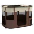 PawHut Portable Dog Pen for Puppies, Kittens, L - Brown