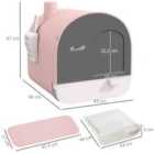 PawHut Cat Litter Box Kitten Litter Tray w/ Lid, Scoop, Filter, Flap Door, Pink