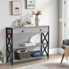 Living and Home 100 Cm W Rustic Grey Narrow Wooden Console Table With Drawers