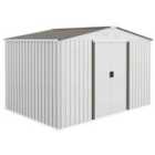 Outsunny 9 X 6Ft Galvanised Garden Storage Shed With Sliding Door, Silver