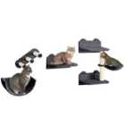 PawHut 4PCs Wall Mounted Cat Tree Cat Wall Shelves - Grey